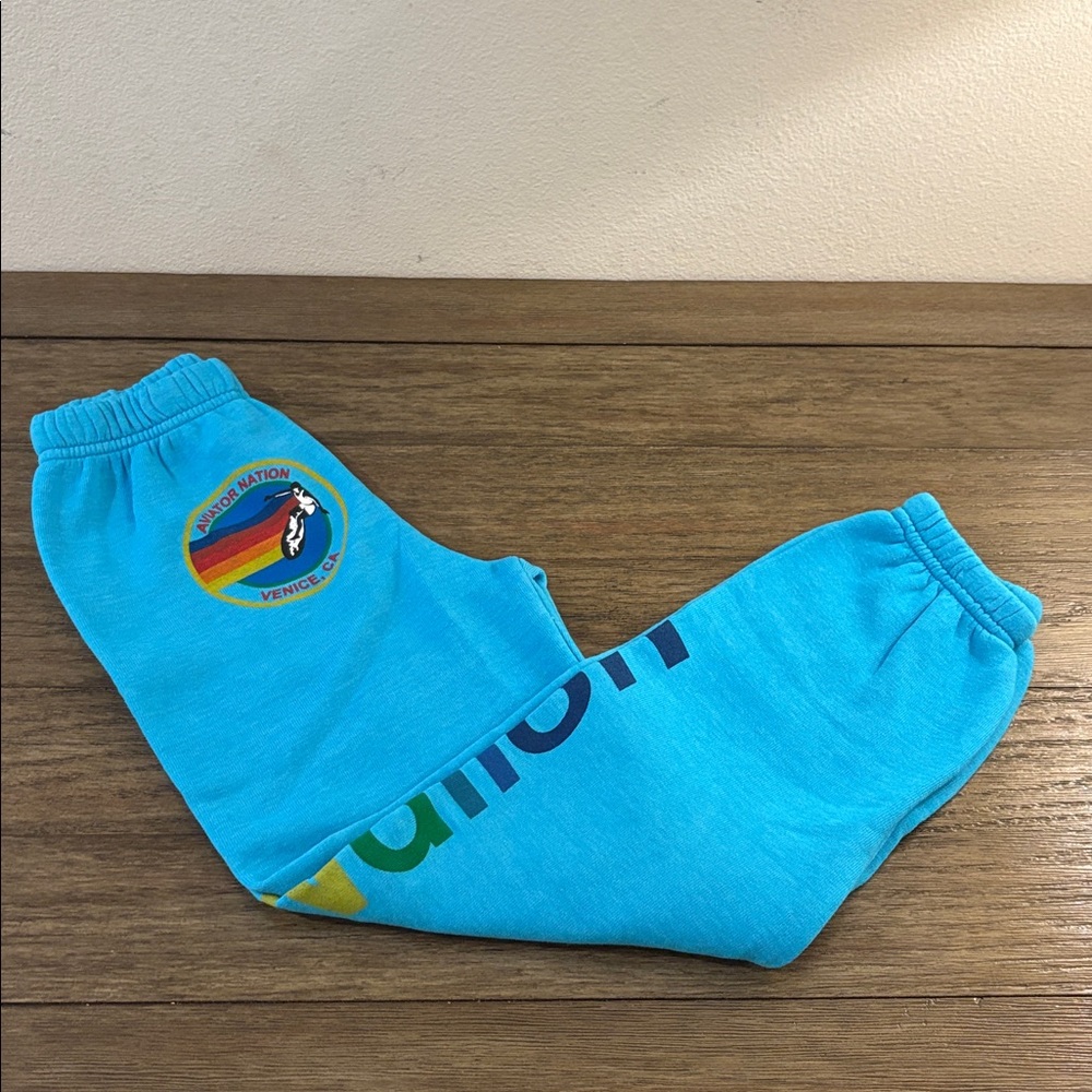 NEW [Aviator Nation] Sweats Casual Sweatpants Joggers in Neon Blue Youth 6 - Picture 4 of 13